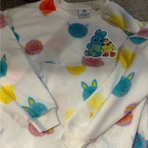 NEW Disney Spirit Jersey Adult M Soft White Fuzzy Sulley Ducky Red Fleece Pixar